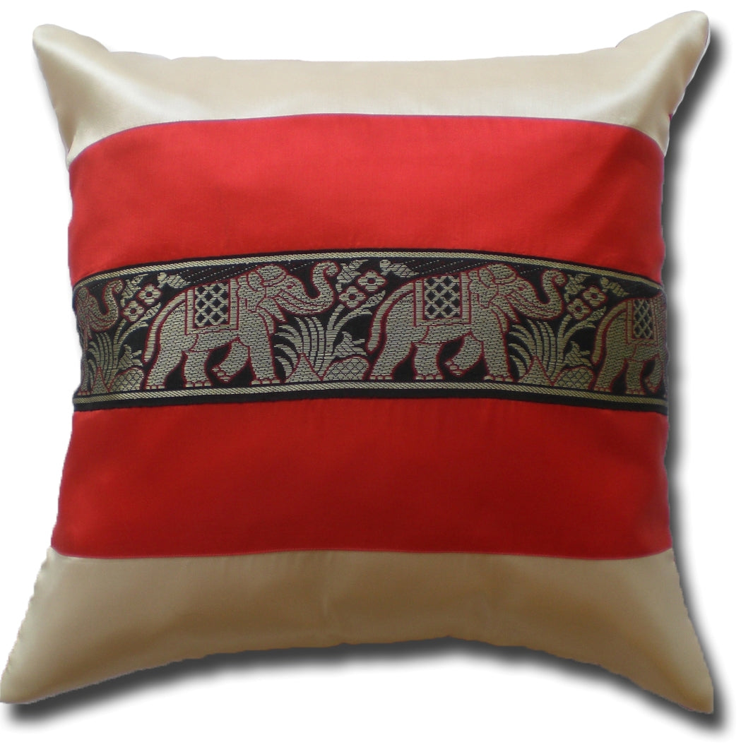 Cushion cover elephant motif two-tone different colors 40x40cm/15.5x15.5in Thai silk sofa bed garden chair