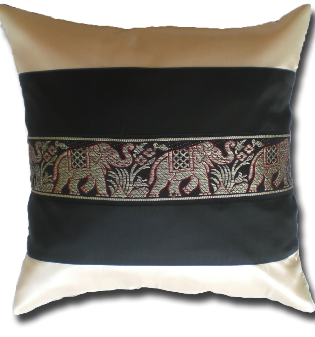 Cushion cover elephant motif two-tone different colors 40x40cm/15.5x15.5in Thai silk sofa bed garden chair