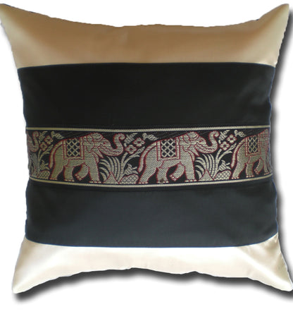 Cushion cover elephant motif two-tone different colors 40x40cm/15.5x15.5in Thai silk sofa bed garden chair