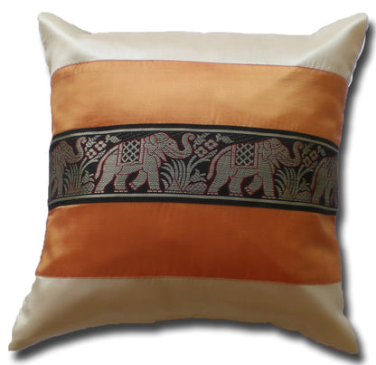 Cushion cover elephant motif two-tone different colors 40x40cm/15.5x15.5in Thai silk sofa bed garden chair