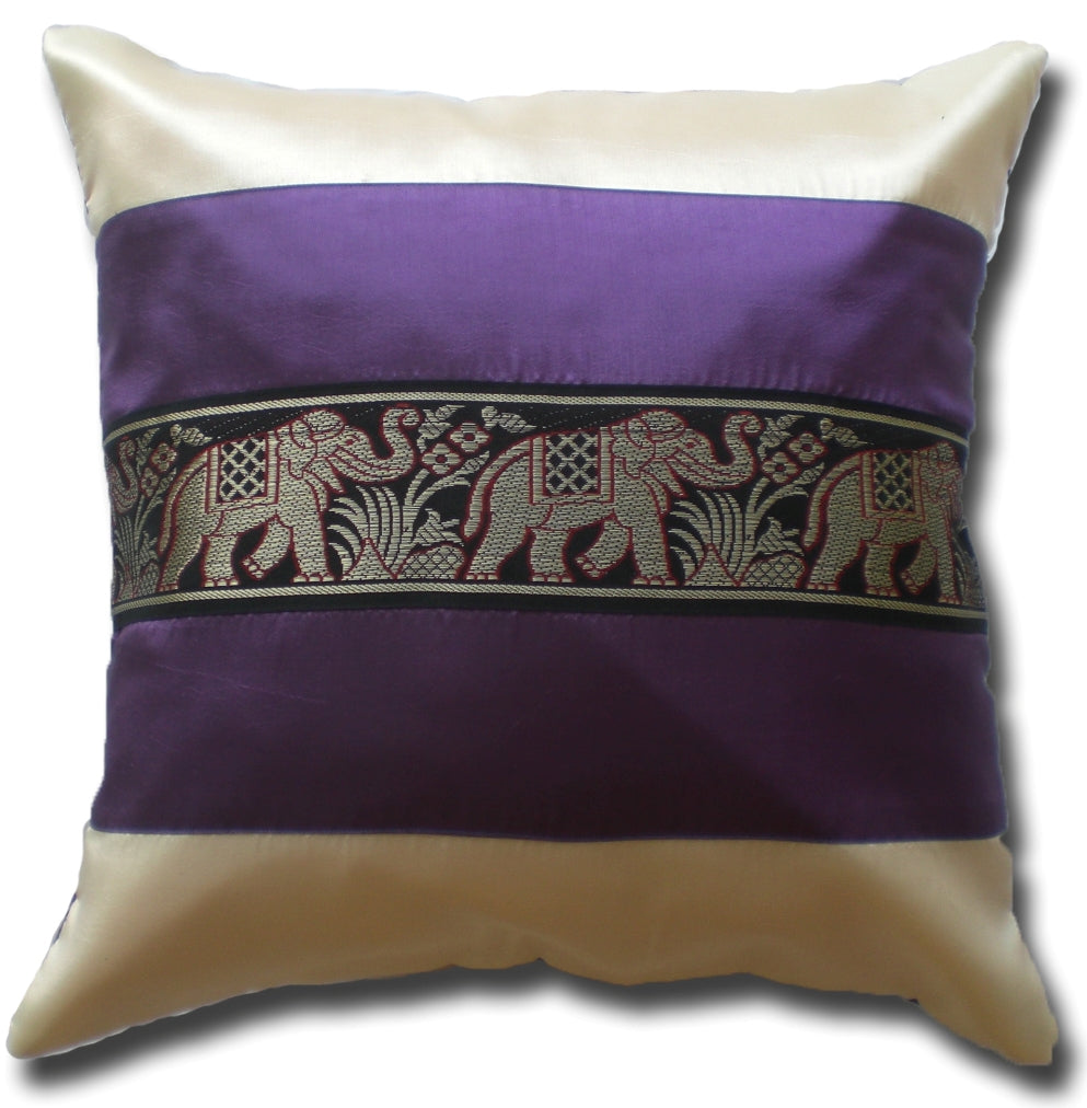 Cushion cover elephant motif two-tone different colors 40x40cm/15.5x15.5in Thai silk sofa bed garden chair