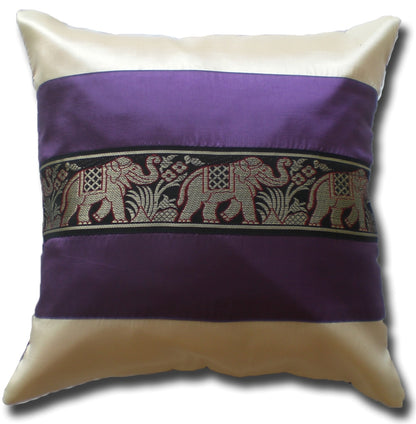 Cushion cover elephant motif two-tone different colors 40x40cm/15.5x15.5in Thai silk sofa bed garden chair