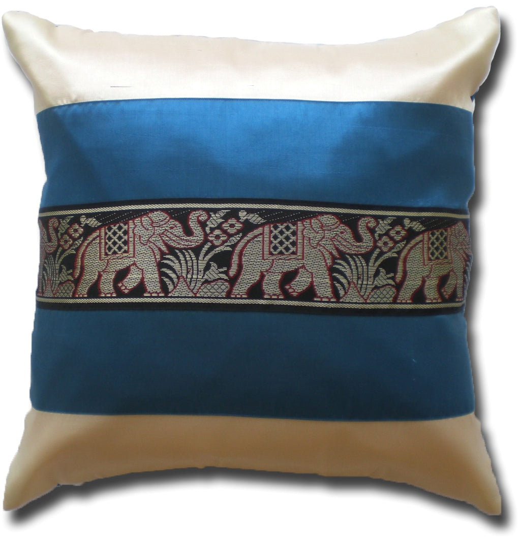 Cushion cover elephant motif two-tone different colors 40x40cm/15.5x15.5in Thai silk sofa bed garden chair