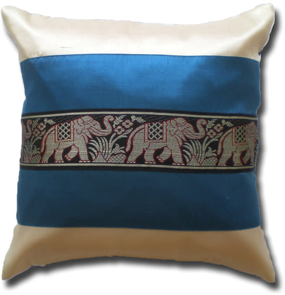Cushion cover elephant motif two-tone different colors 40x40cm/15.5x15.5in Thai silk sofa bed garden chair