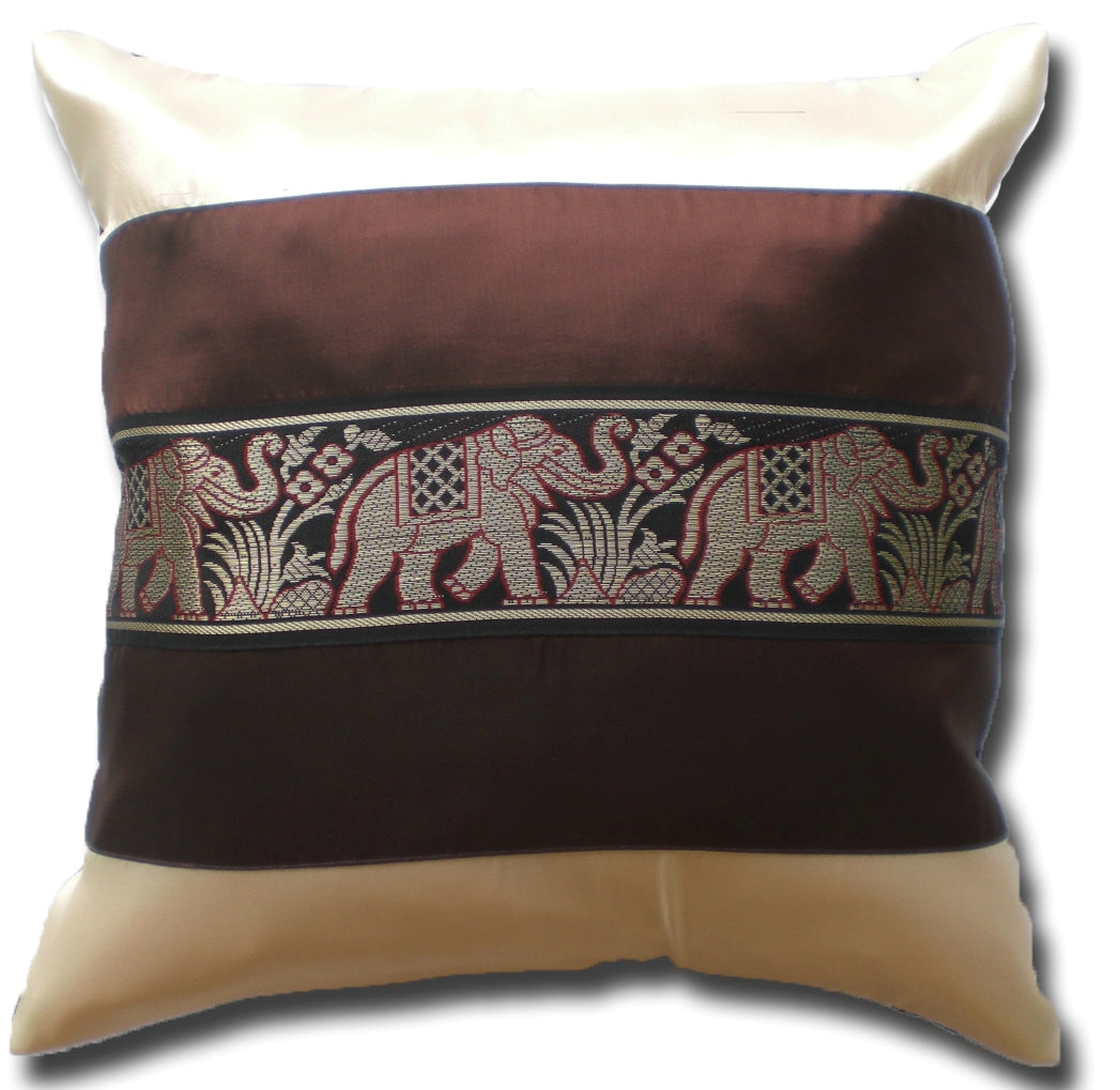 Cushion cover elephant motif two-tone different colors 40x40cm/15.5x15.5in Thai silk sofa bed garden chair