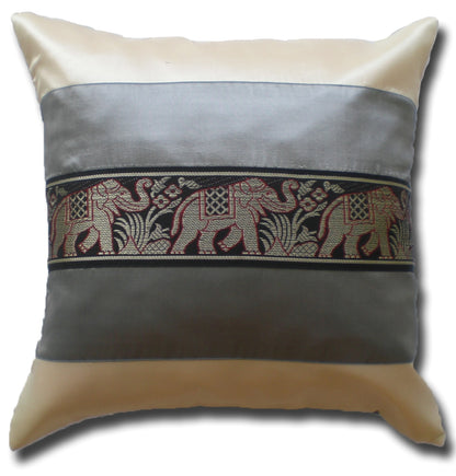 Cushion cover elephant motif two-tone different colors 40x40cm/15.5x15.5in Thai silk sofa bed garden chair