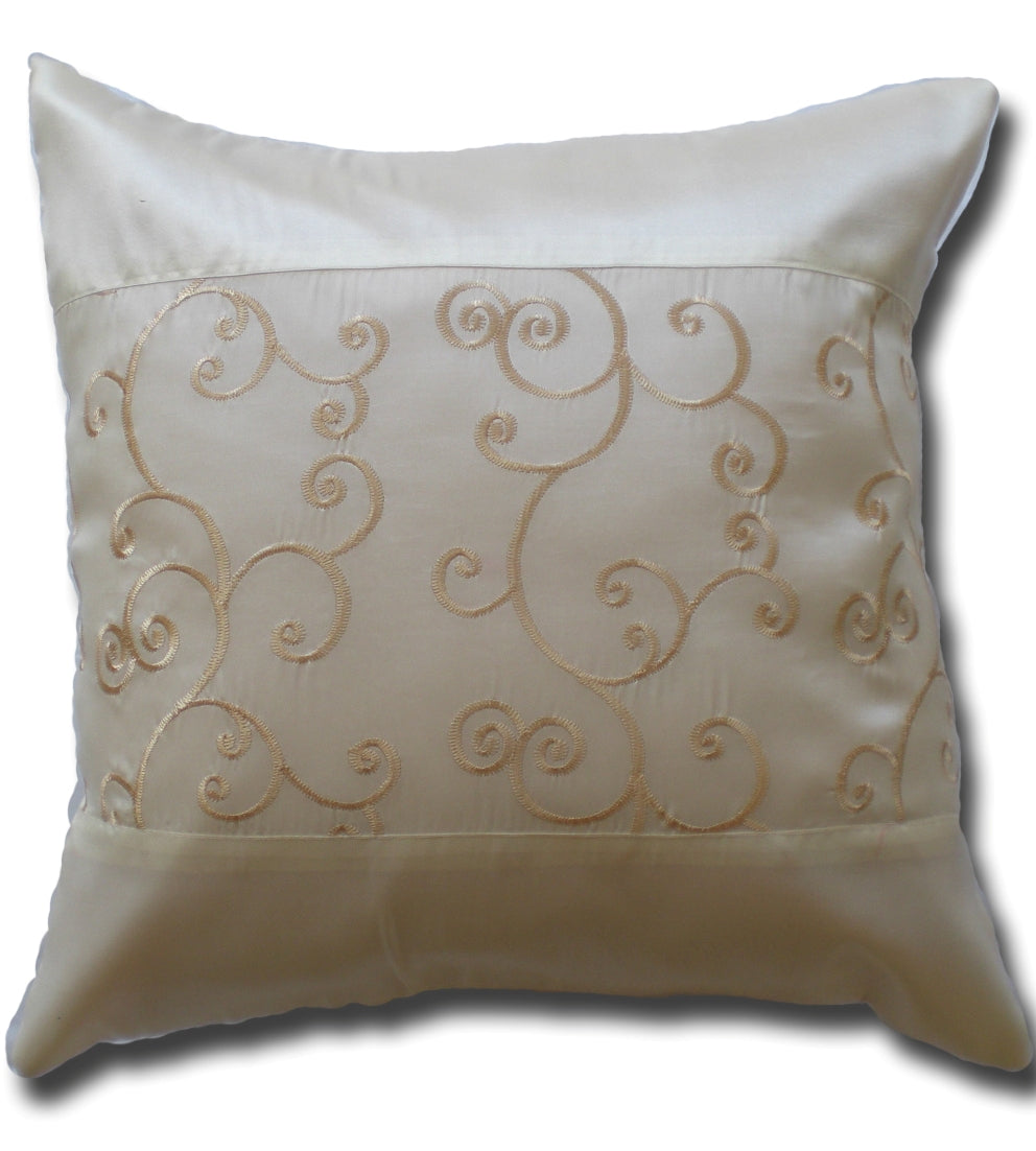 Cushion Cushion Cover Motif Flowers Ivy cream 40x40cm/15.5x15.5in Thai Silk Sofa Bed Garden Chair
