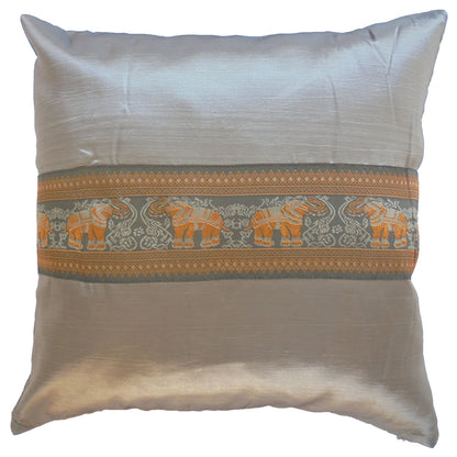 Oreiller housse de coussin motif éléphants colorés différentes couleurs 40x40cm Thai soie canapé-lit chaise de jardin