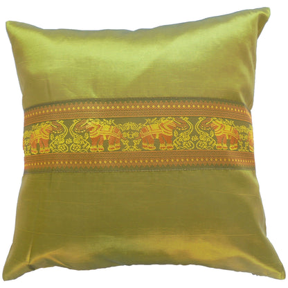 Oreiller housse de coussin motif éléphants colorés différentes couleurs 40x40cm Thai soie canapé-lit chaise de jardin