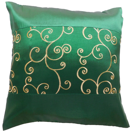 Kissen Kissenbezug Motiv Blumen Efeu dunkelgrün 40x40cm/15.5x15.5in Thai Seide Sofa Bett Gartenstuhl
