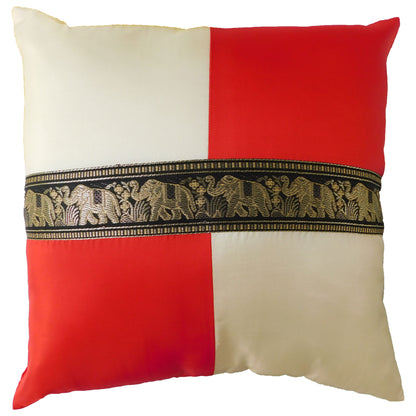 Oreiller housse de coussin motif éléphant à carreaux 40x40cm/15.5x15.5in différentes couleurs Thai soie canapé-lit chaise de jardin