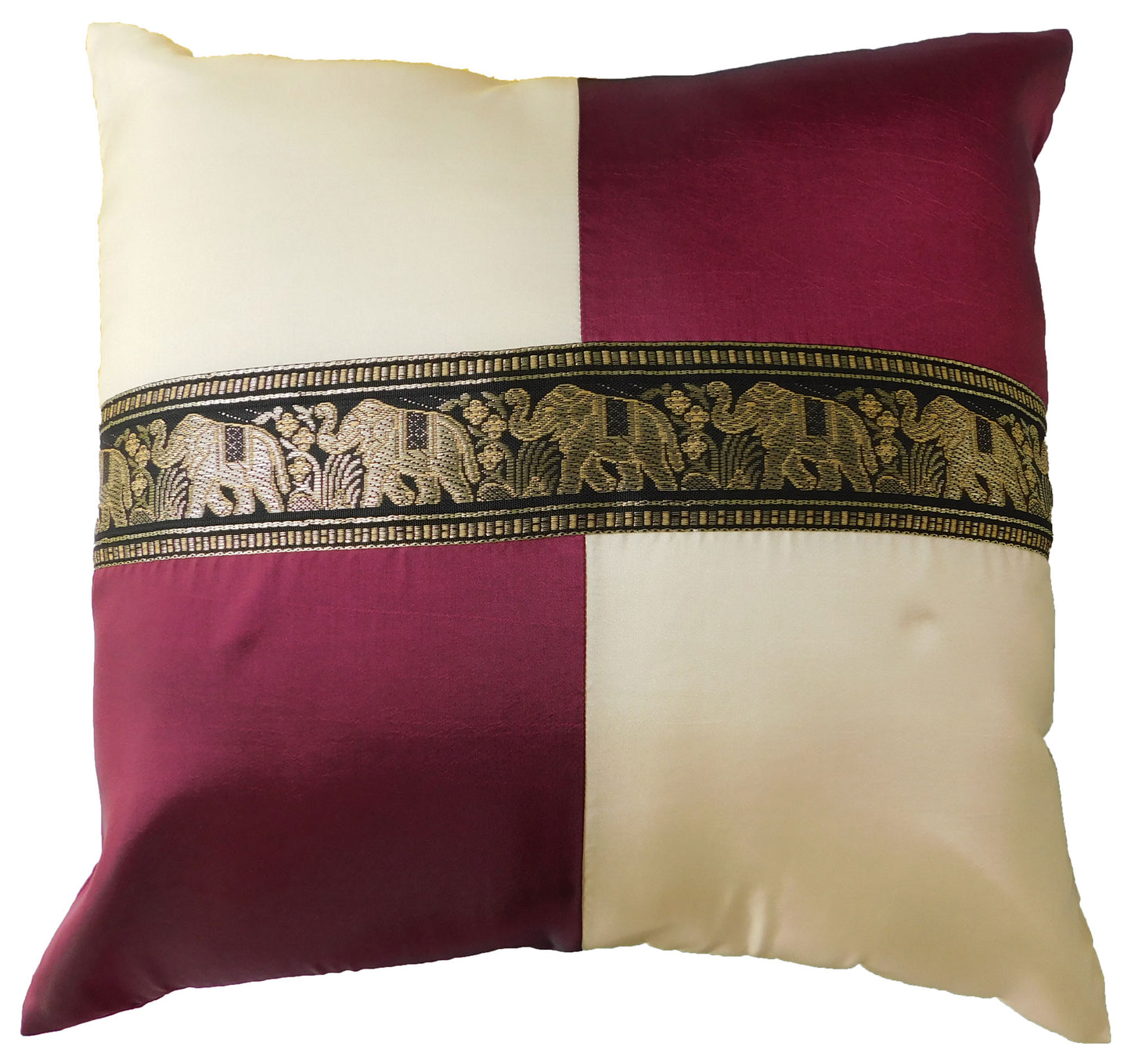 Oreiller housse de coussin motif éléphant à carreaux 40x40cm/15.5x15.5in différentes couleurs Thai soie canapé-lit chaise de jardin