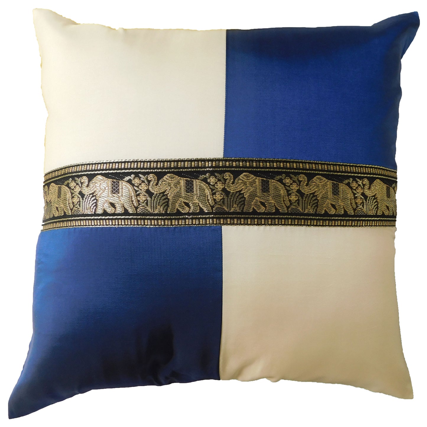 Oreiller housse de coussin motif éléphant à carreaux 40x40cm/15.5x15.5in différentes couleurs Thai soie canapé-lit chaise de jardin