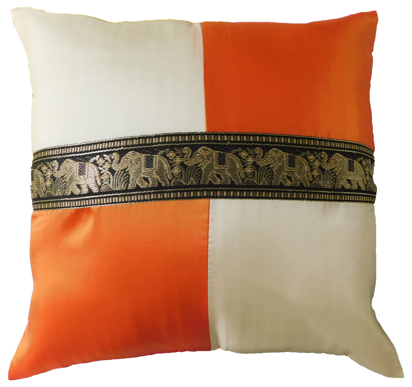 Oreiller housse de coussin motif éléphant à carreaux 40x40cm/15.5x15.5in différentes couleurs Thai soie canapé-lit chaise de jardin