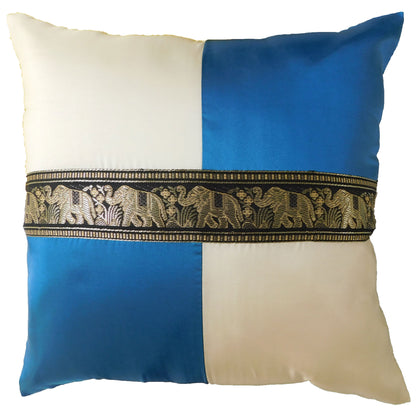 Oreiller housse de coussin motif éléphant à carreaux 40x40cm/15.5x15.5in différentes couleurs Thai soie canapé-lit chaise de jardin