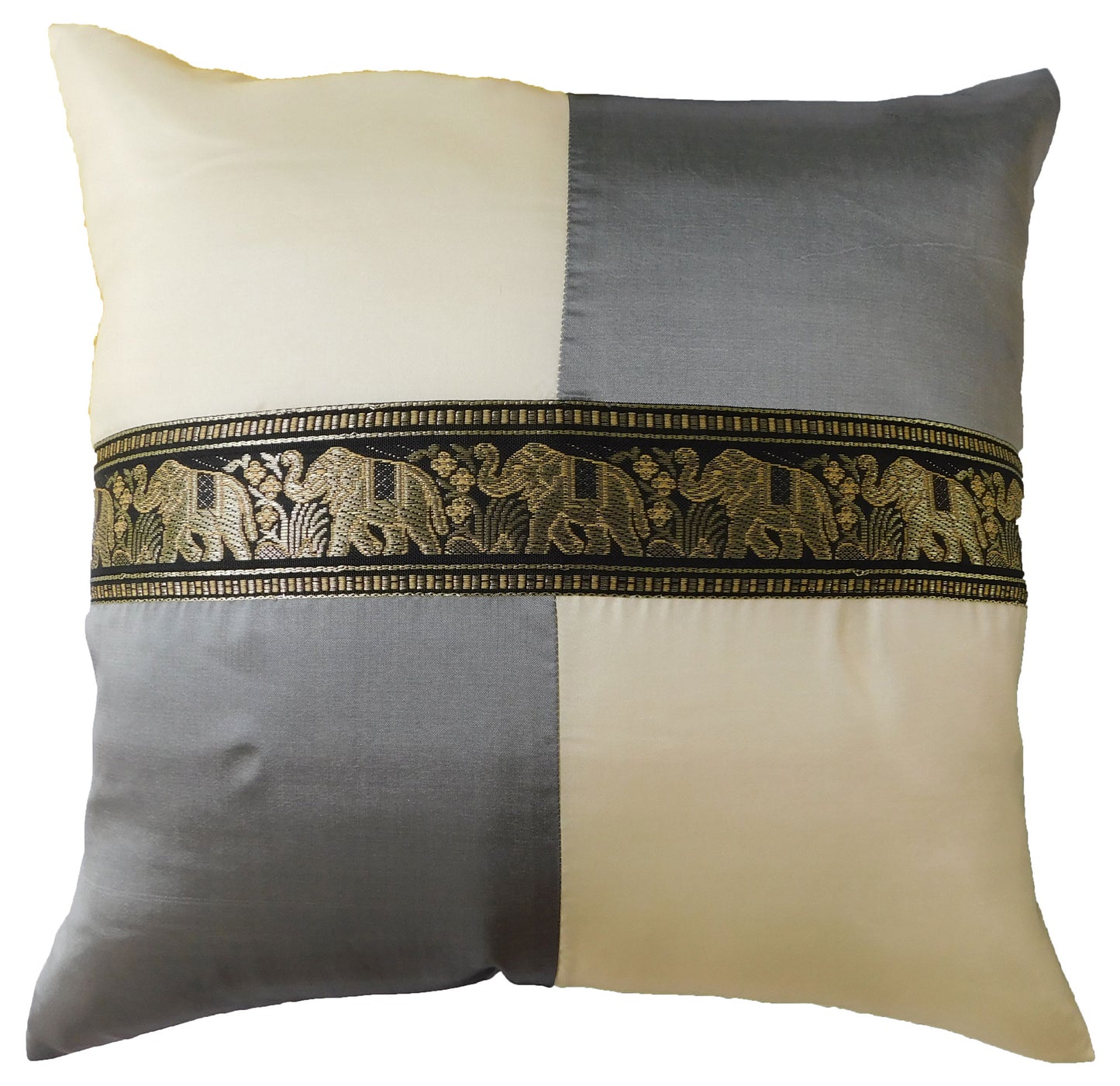 Oreiller housse de coussin motif éléphant à carreaux 40x40cm/15.5x15.5in différentes couleurs Thai soie canapé-lit chaise de jardin