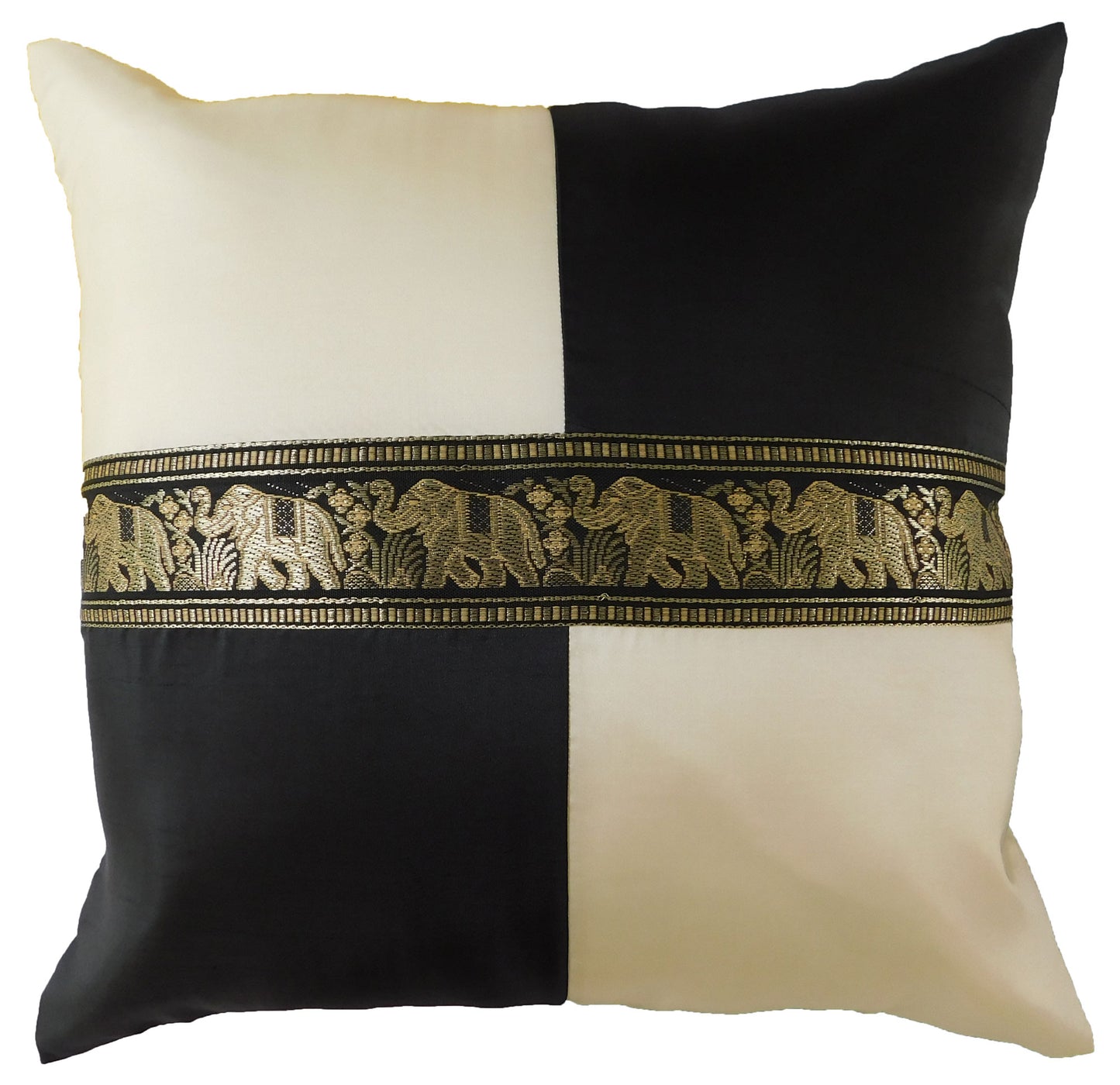 Oreiller housse de coussin motif éléphant à carreaux 40x40cm/15.5x15.5in différentes couleurs Thai soie canapé-lit chaise de jardin
