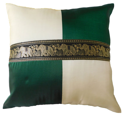 Oreiller housse de coussin motif éléphant à carreaux 40x40cm/15.5x15.5in différentes couleurs Thai soie canapé-lit chaise de jardin