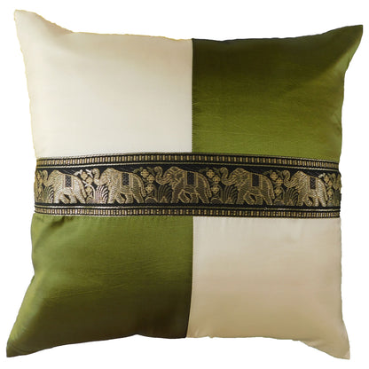 Oreiller housse de coussin motif éléphant à carreaux 40x40cm/15.5x15.5in différentes couleurs Thai soie canapé-lit chaise de jardin