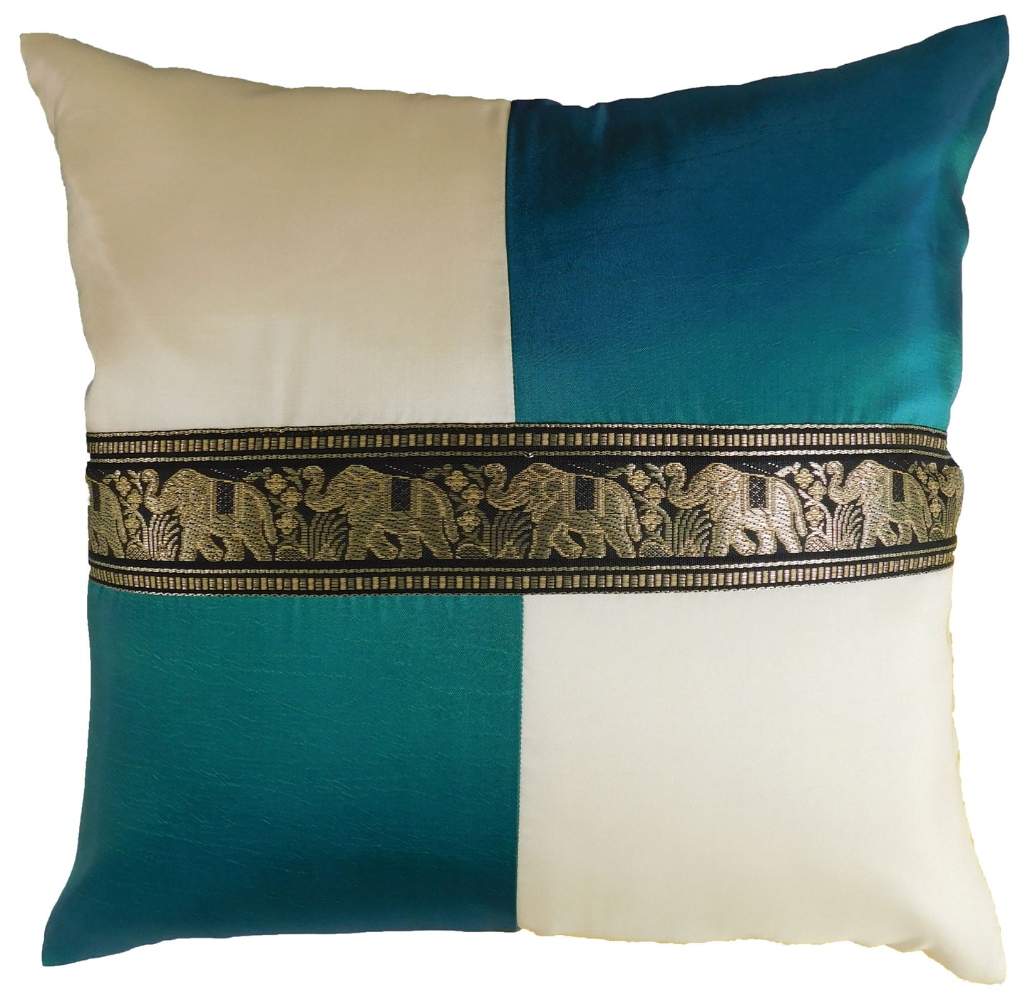 Oreiller housse de coussin motif éléphant à carreaux 40x40cm/15.5x15.5in différentes couleurs Thai soie canapé-lit chaise de jardin