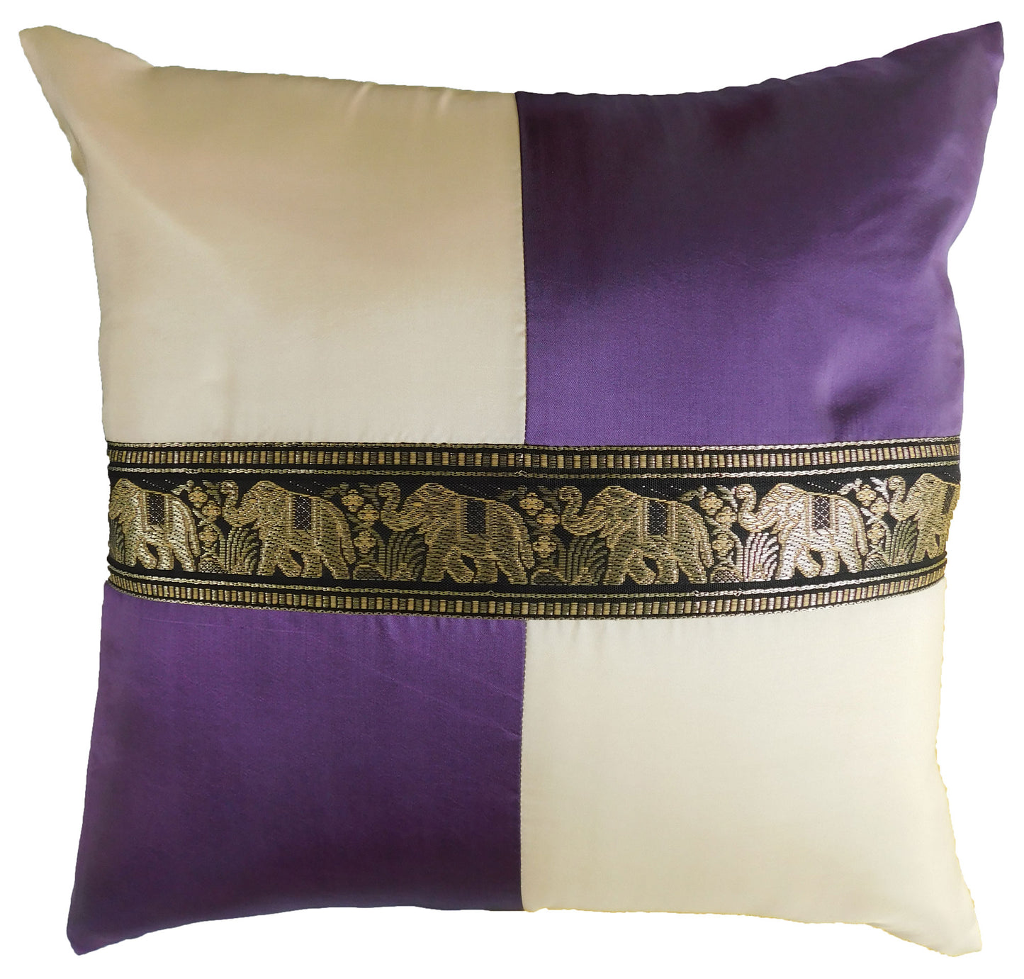 Oreiller housse de coussin motif éléphant à carreaux 40x40cm/15.5x15.5in différentes couleurs Thai soie canapé-lit chaise de jardin