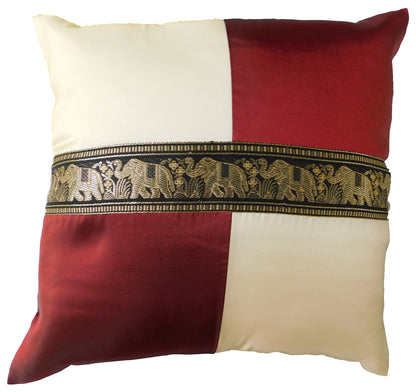 Oreiller housse de coussin motif éléphant à carreaux 40x40cm/15.5x15.5in différentes couleurs Thai soie canapé-lit chaise de jardin