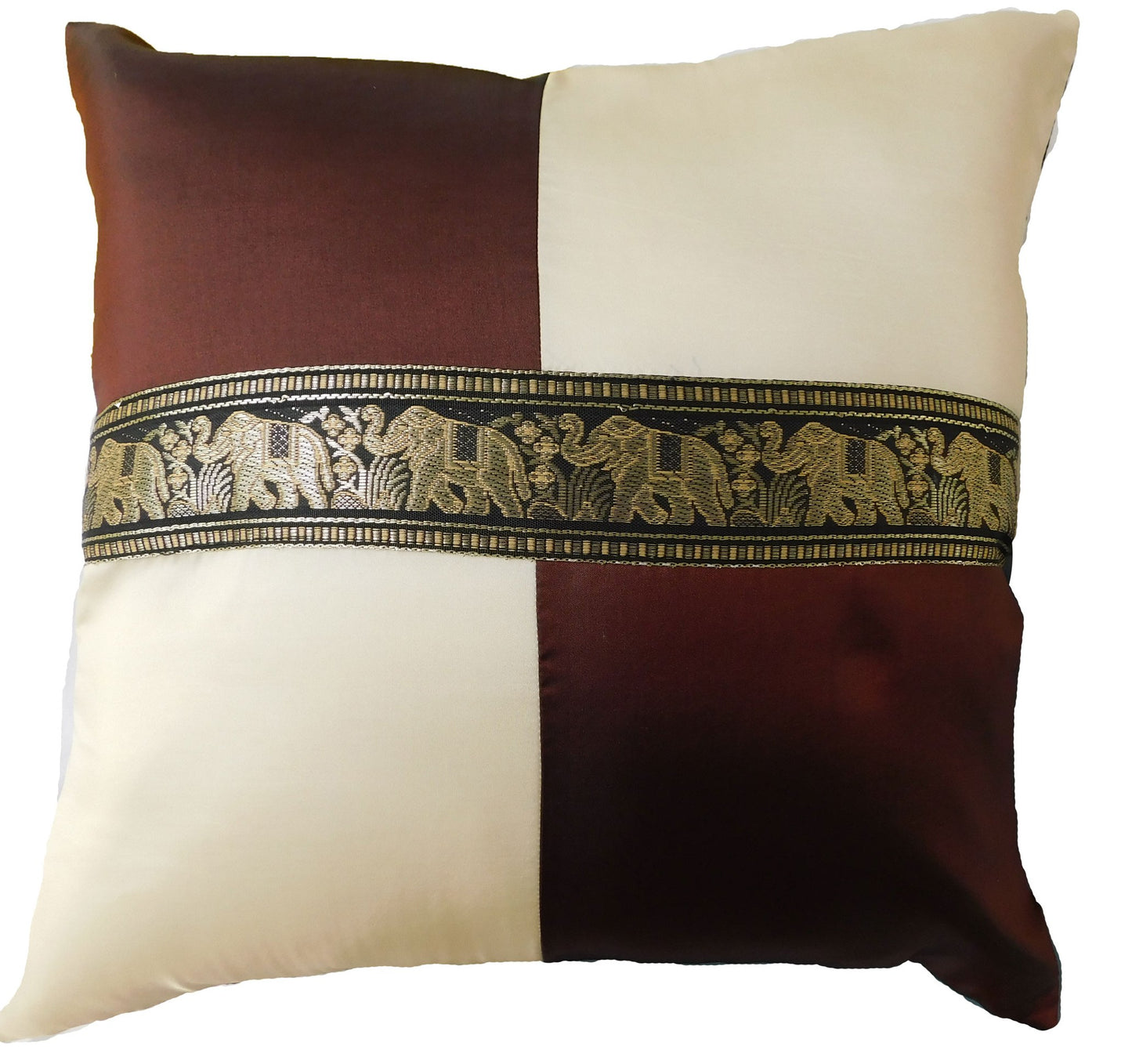 Oreiller housse de coussin motif éléphant à carreaux 40x40cm/15.5x15.5in différentes couleurs Thai soie canapé-lit chaise de jardin