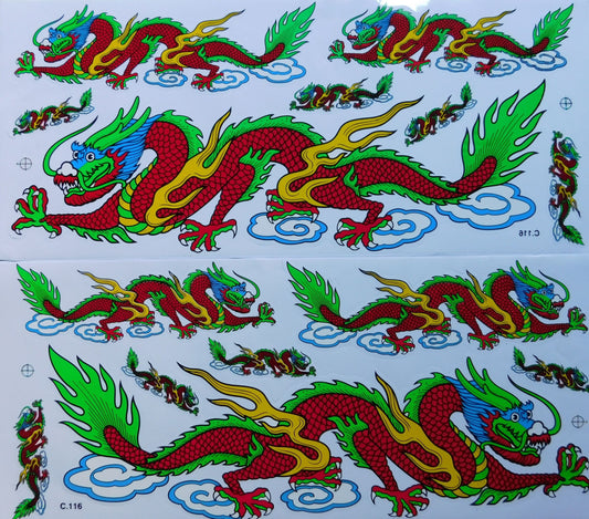 2 x Drache rot extra big Sticker Aufkleber Folie 1 Blatt 530 mm x 230 mm wetterfest Motorrad Roller Skateboard Auto Tuning selbstklebend LS005+6