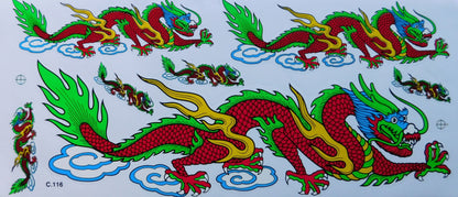 2 x Drache rot extra big Sticker Aufkleber Folie 1 Blatt 530 mm x 230 mm wetterfest Motorrad Roller Skateboard Auto Tuning selbstklebend LS005+6