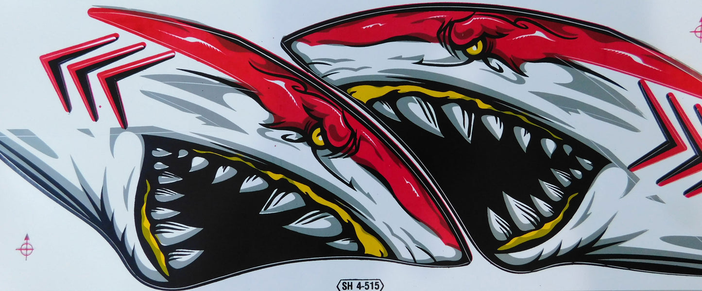 Shark Flame Red Sticker Decal Film 1 Sheet 350 mm x 150 mm Weatherproof Motorcycle Scooter Skateboard Car Tuning Self-adhesive LS010