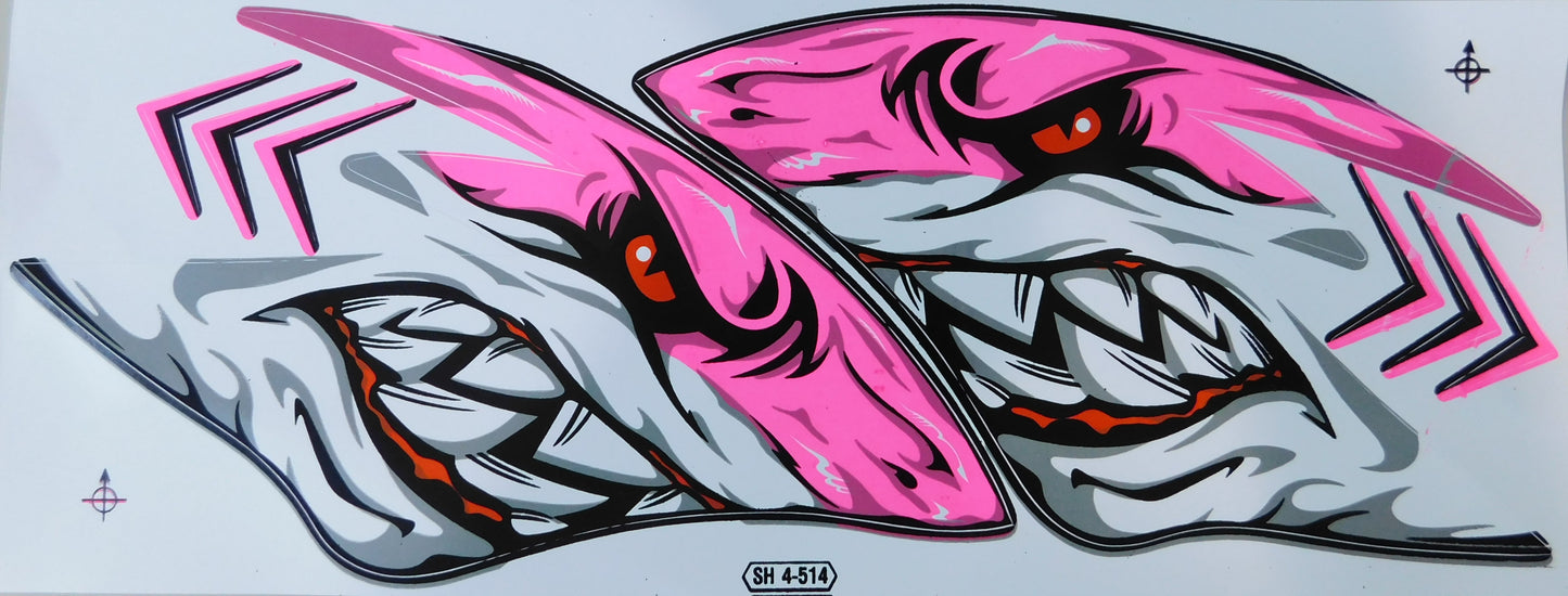 Shark Flame Pink Sticker Decal Film 1 Sheet 350 mm x 150 mm Weatherproof Motorcycle Scooter Skateboard Car Tuning Self-Adhesive LS011