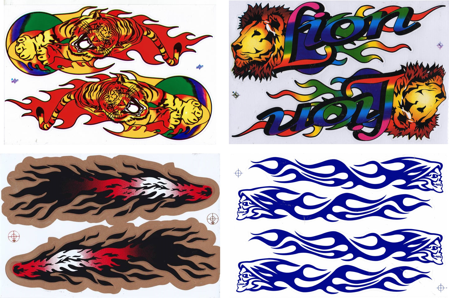 4 Bogen Promotion Set Flammen Feuer Aufkleber Sticker Motorrad Moped Roller Skateboard Auto Tuning Modellbau selbstklebend