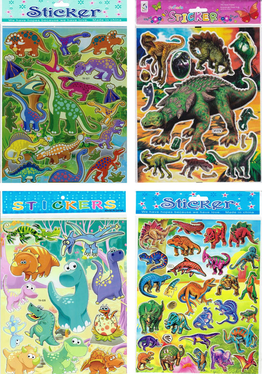 4 Bogen Promotion Dinosaurier Dino Raptor Aufkleber Sticker für Kinder Basteln Kindergarten Geburtstag