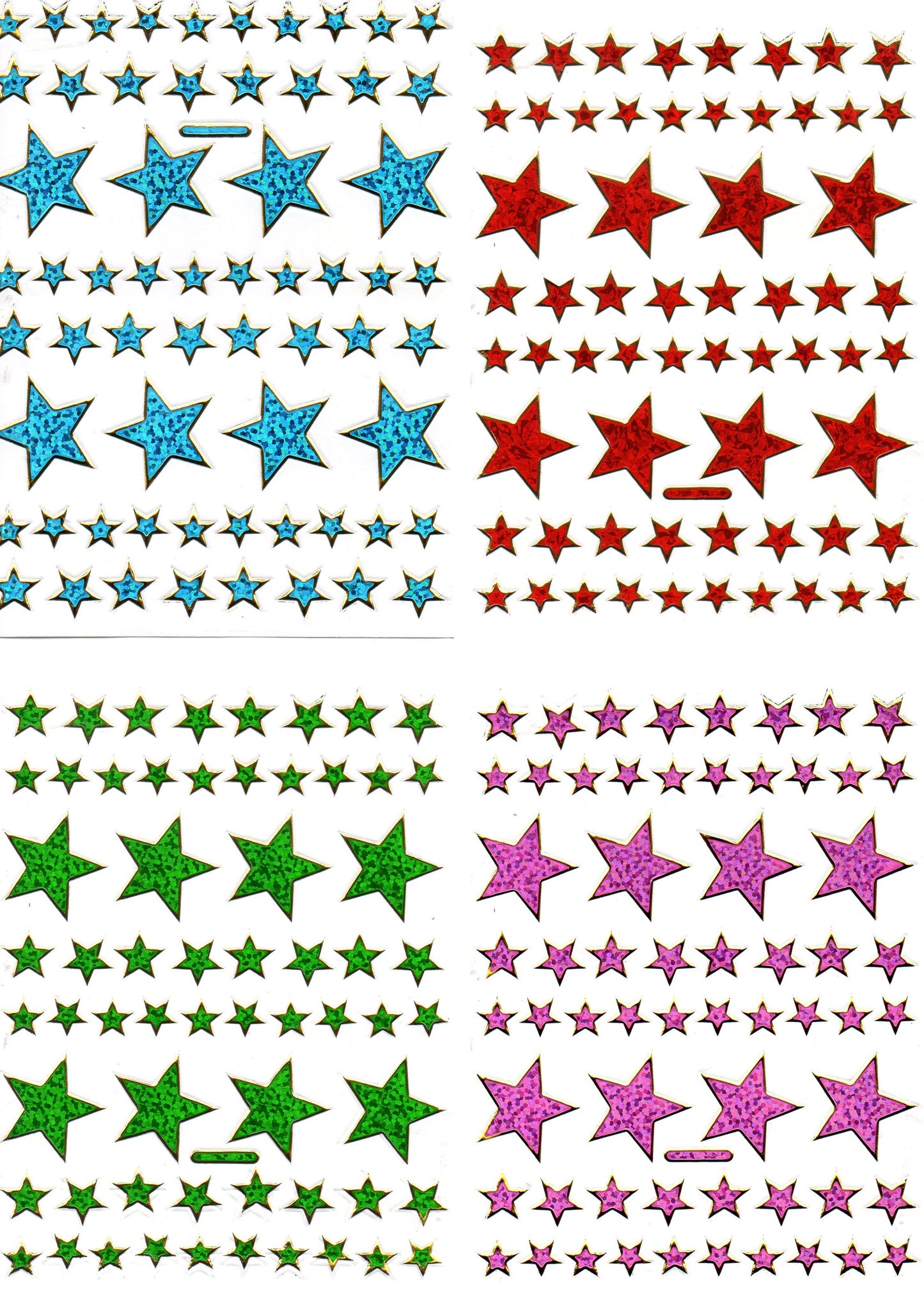 4 Bogen Promotion Set Sterne Stern bunt Aufkleber Sticker metallic Glitzer Effekt Schule Kinder Basteln Kindergarten