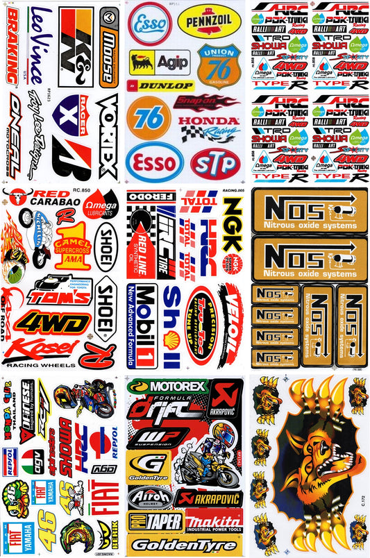 SPARSET 9 BOGEN Sponsor Sponsoren Logo Aufkleber Motorrad Fahrrad Skateboard Auto Tuning selbstklebend S07