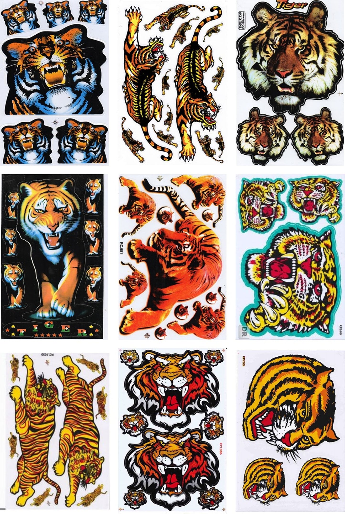 ÉCONOMIES SET 9 BOW Tiger Autocollant Moto Vélo Skateboard Voiture Tuning auto-adhésif S16