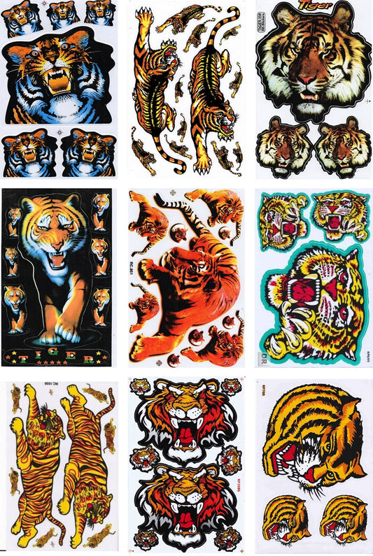 SPARSET 9 BOGEN Tiger Aufkleber Sticker Motorrad Fahrrad Skateboard Auto Tuning selbstklebend S16