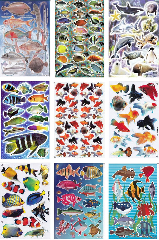 ÉPARGNE ENSEMBLE 9 BOW poissons poissons animaux autocollants autocollants pour enfants artisanat maternelle anniversaire S33