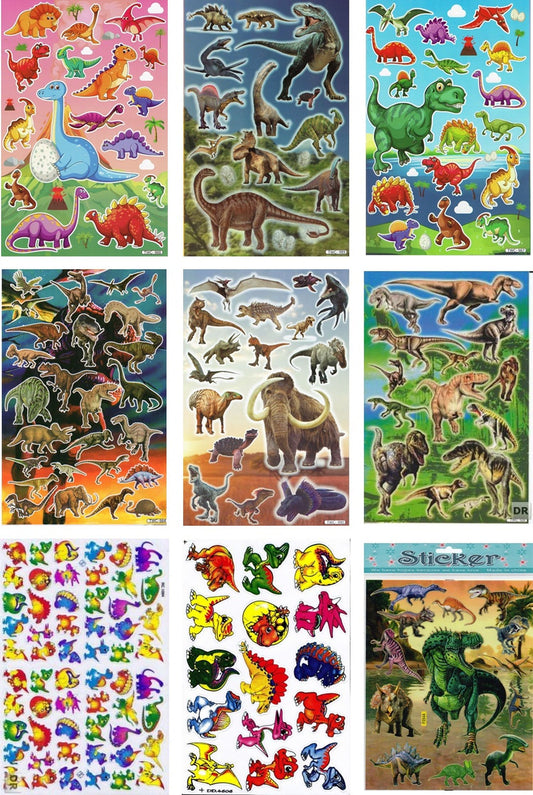 ENSEMBLE D'ÉPARGNE 9 ARCH Dino Dinosaur Jurassic T-Rex Animaux Autocollants Autocollants pour Enfants Artisanat Pépinière Anniversaire S35