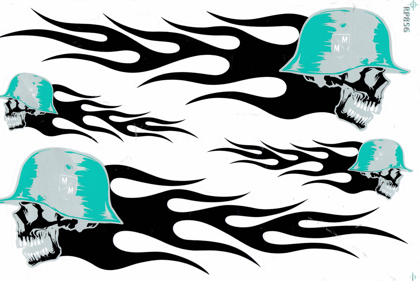 Skull flames fire black sticker motorcycle scooter skateboard car tuning model building self-adhesive 062
