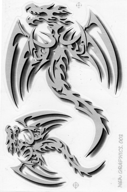 Drachen Schlange grau Aufkleber Sticker Motorrad Roller Skateboard Auto Tuning selbstklebend 077
