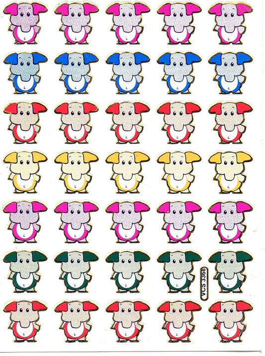 Elefant Elefanten bunt Tiere Aufkleber Sticker metallic Glitzer Effekt Kinder Basteln Kindergarten 1 Bogen 083