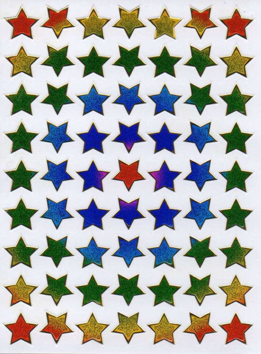 Sterne Stern bunt Aufkleber Sticker metallic Glitzer Effekt für Kinder Basteln Kindergarten Geburtstag 1 Bogen 085