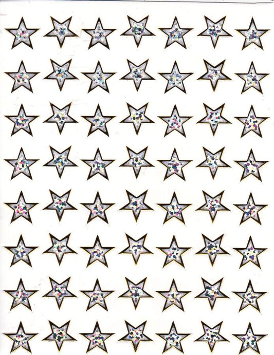 Sterne Stern silber Aufkleber Sticker metallic Glitzer Effekt für Kinder Basteln Kindergarten Geburtstag 1 Bogen 102