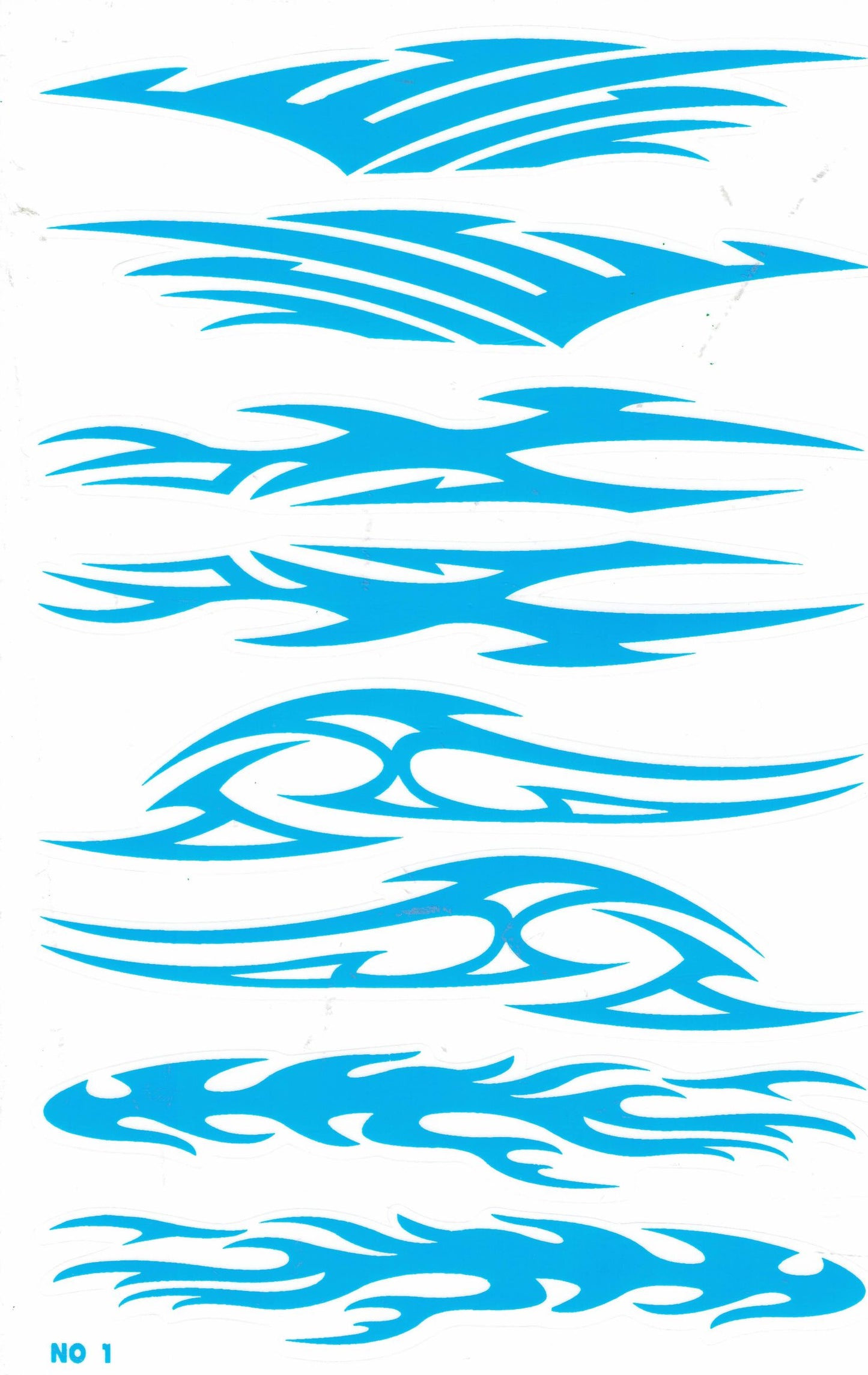 Flammen Feuer hellblau Aufkleber Sticker Motorrad Roller Skateboard Auto Tuning Modellbau selbstklebend 103