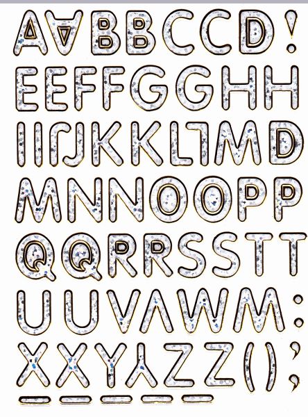 Buchstaben ABC silber Höhe 14 mm Aufkleber Sticker metallic Glitzer Effekt Schule Büro Ordner Kinder Basteln Kindergarten 1 Bogen 113