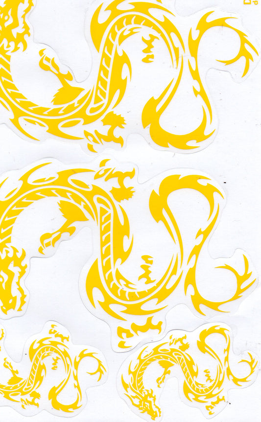 Drachen Schlange gelb Aufkleber Sticker Motorrad Roller Skateboard Auto Tuning selbstklebend 135