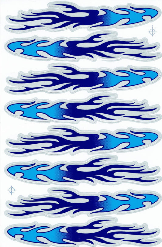 Flammen Feuer blau Aufkleber Sticker Motorrad Roller Skateboard Auto Tuning Modellbau selbstklebend 144