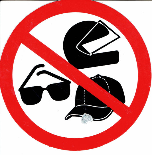 Verboten " Hut Brille Helm " rund Aufkleber Sticker selbstklebend 145