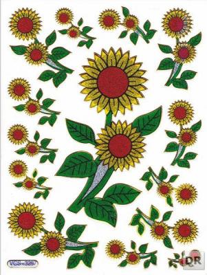 Tournesols, fleurs, fleurs, autocollants colorés, effet scintillant métallique, bricolage pour enfants, maternelle, 1 feuille 146